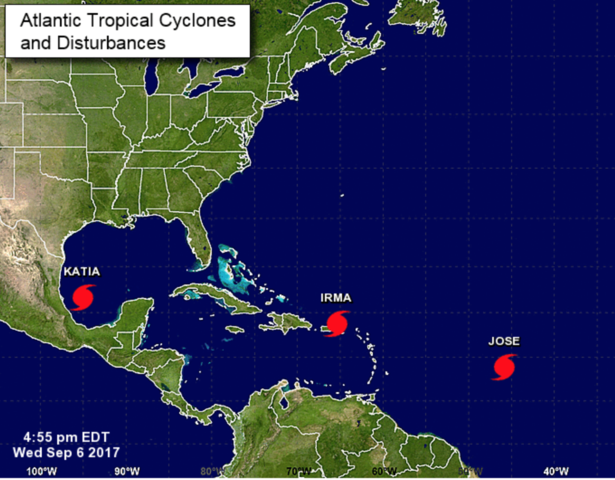 Jose now Cat 2 hurricane, following Irma's track Jose now Cat 2 hurricane, following Irma's track